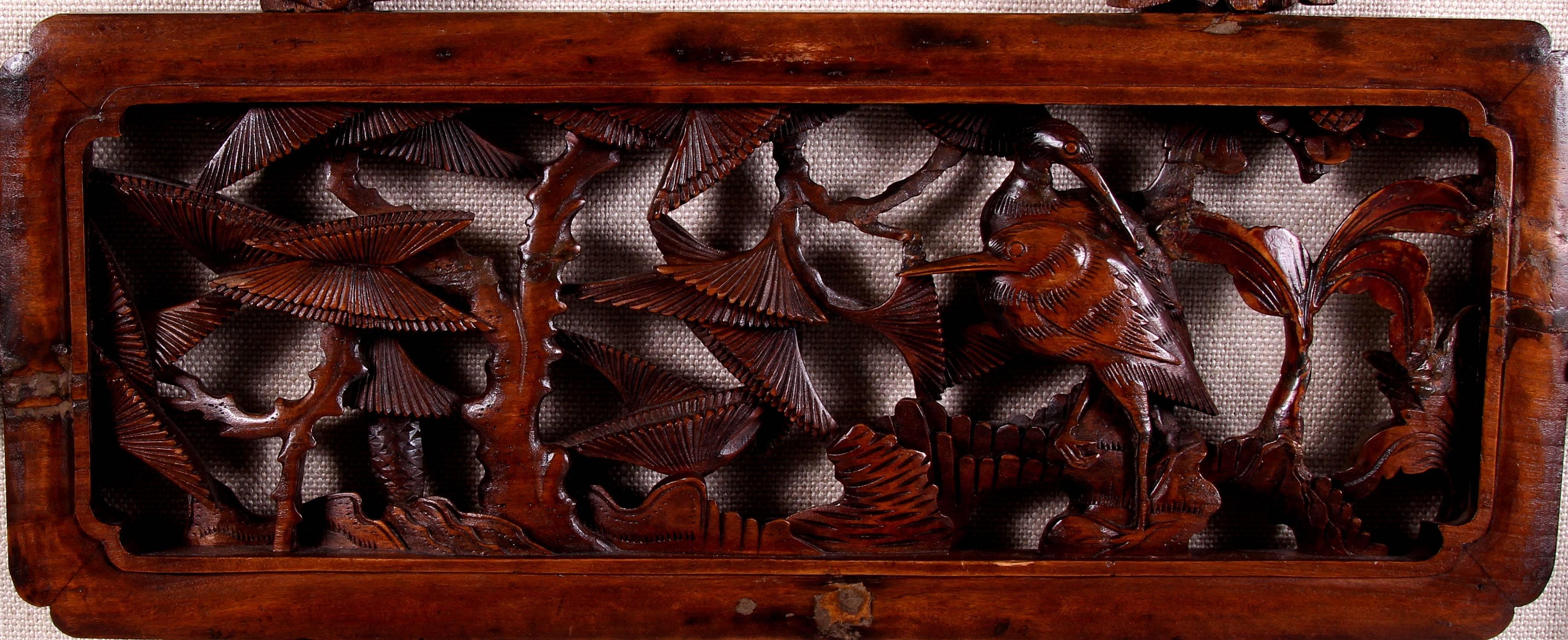 Early Large 19th Century Chinese Carved Panel, Qianlong In Good Condition In London, by appointment only
