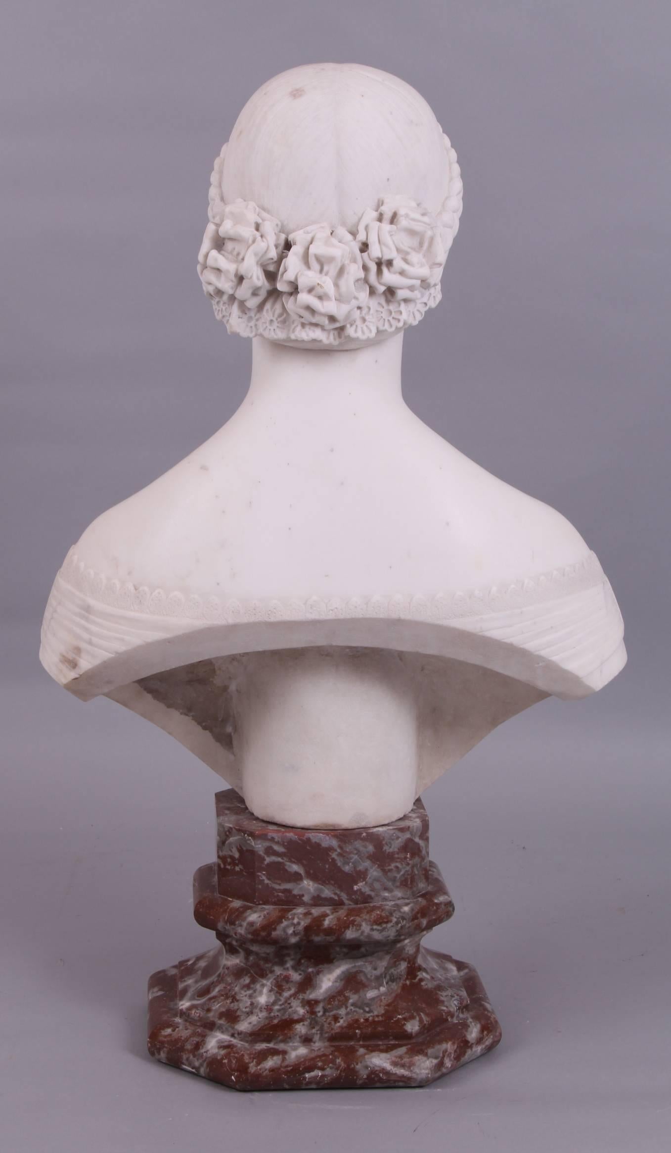 Neoclassical Large 19th Century Carved White Marble Classical Bust