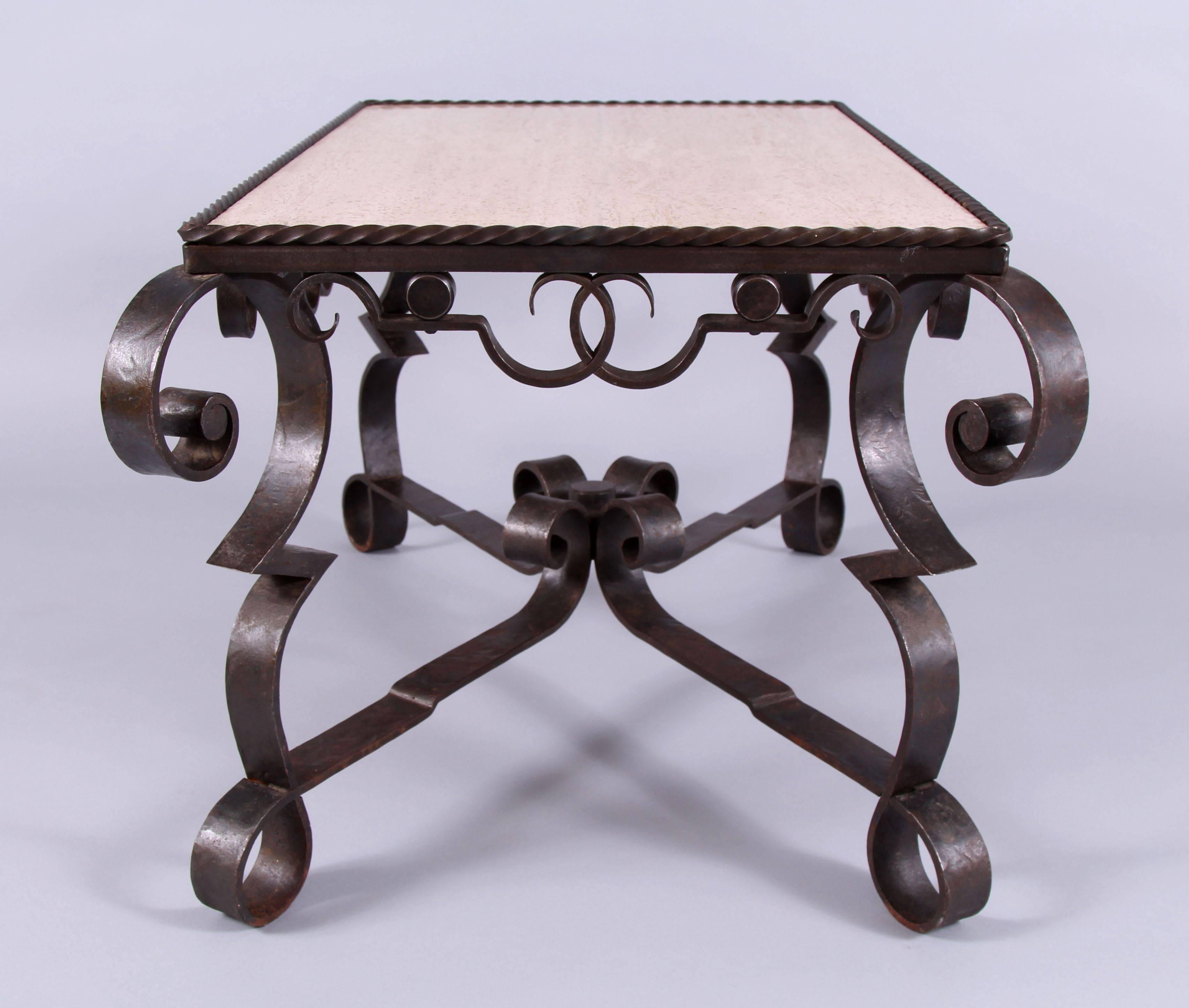 Early 20th Century Marble Wrought Iron Coffee Table, Art Deco In Excellent Condition In London, by appointment only