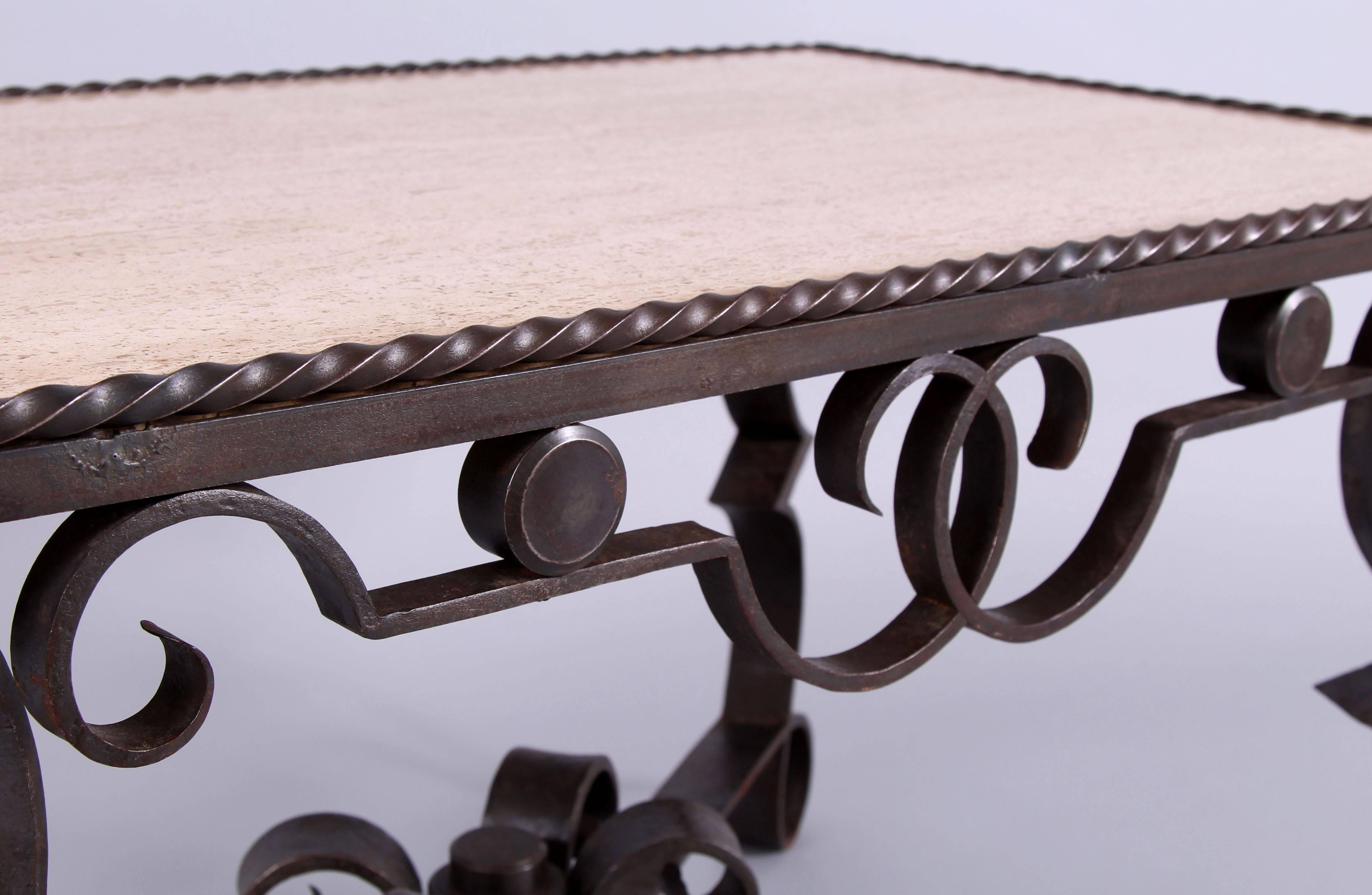 Early 20th Century Marble Wrought Iron Coffee Table, Art Deco 1