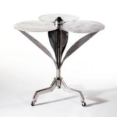 Early/Mid-Century French Polished Steel Flower Gueridon Table
