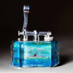 Dunhill Green Goddess Cunard Line RMS Caronia: Ship Aquarium Table Lighter