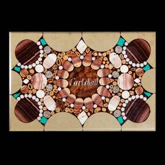 Carlsbad Bohemian Hardstone Inlaid Rosewood and White Metal Casket Box