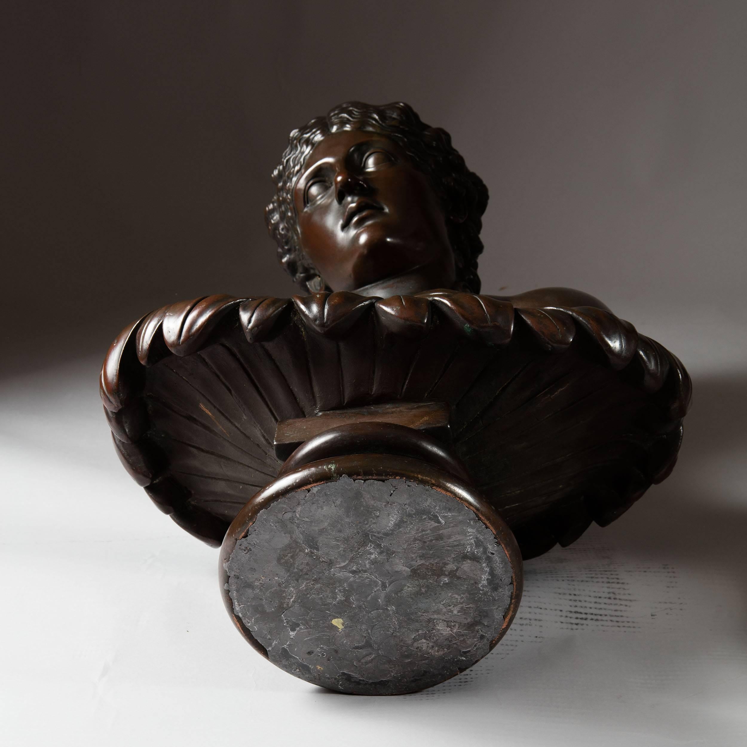 Victorian Classical 19th Century Bronzed Copper Bust of Clytie