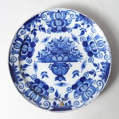 Pair of Tin Glazed Dutch Delft Cobalt Blue and White Dishes
