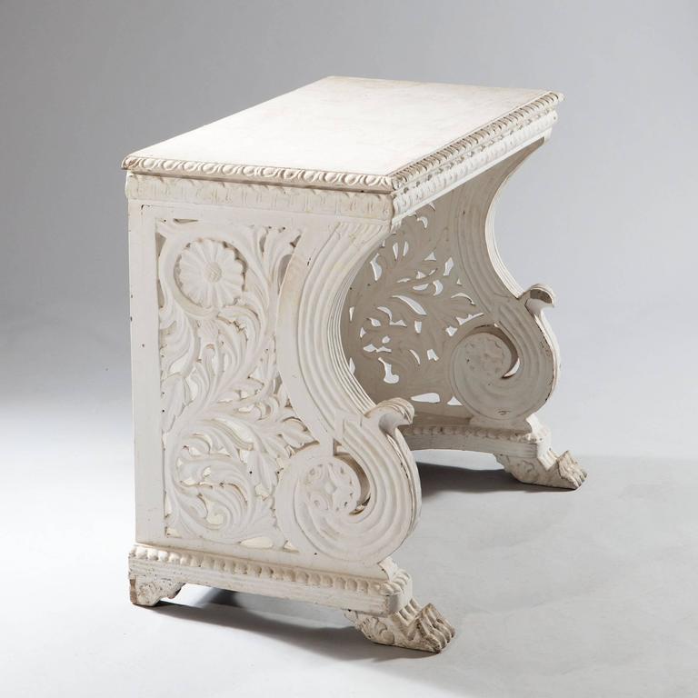 White Painted Indian Antique Console Table at 1stDibs