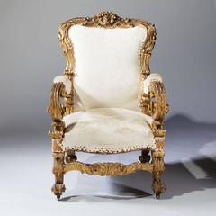 18th Century North Italian Giltwood Throne Chair