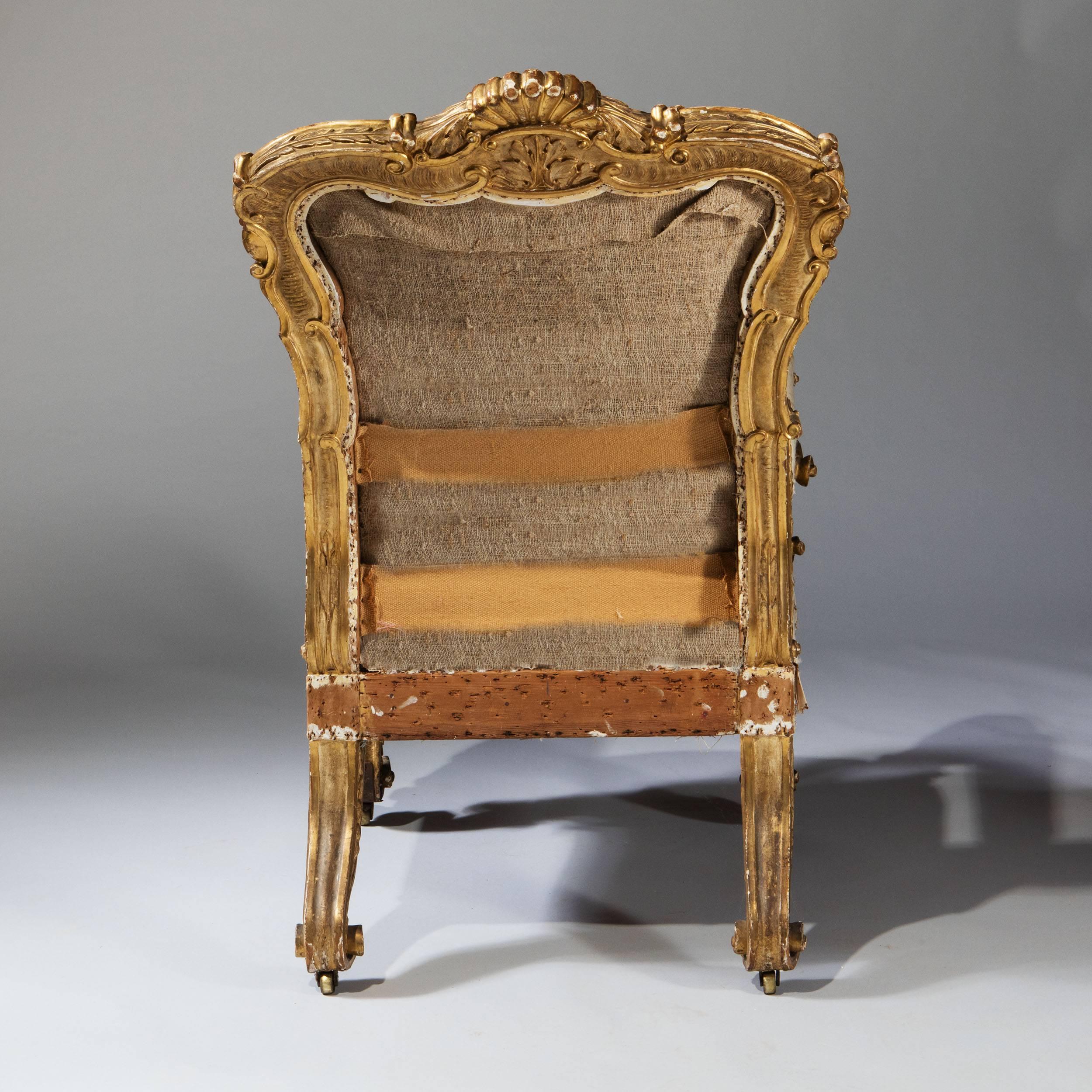 18th Century North Italian Giltwood Throne Chair  2