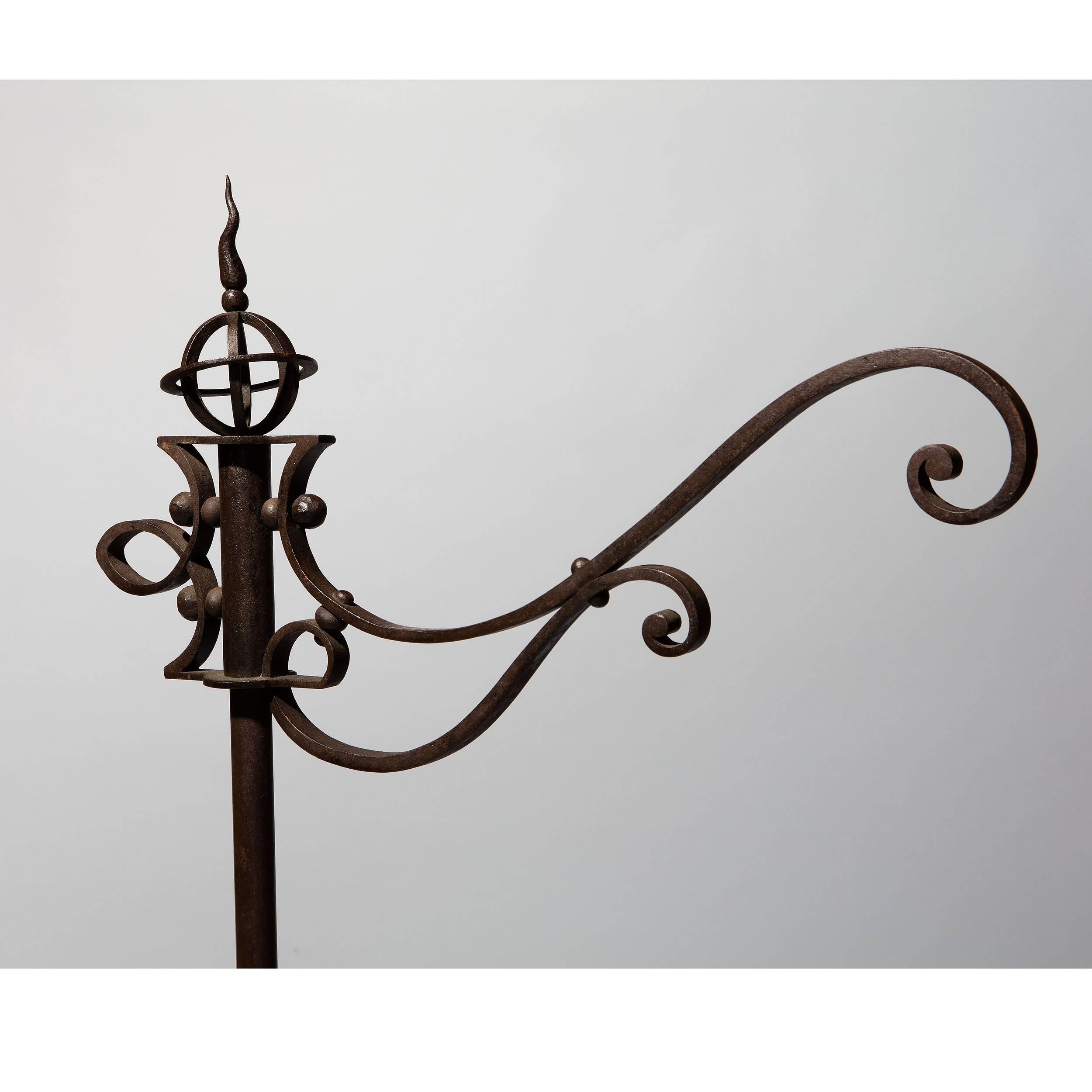 French Wrought Iron Standard Lamp Attributed to Raymond Subes