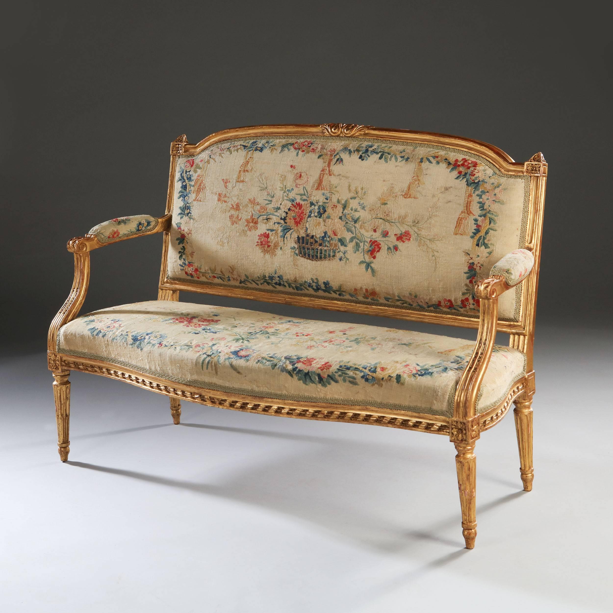Pair 18th Century Neoclassical Louis XVI Marquise Chairs Stamped Pierre Laroque In Good Condition In London, by appointment only