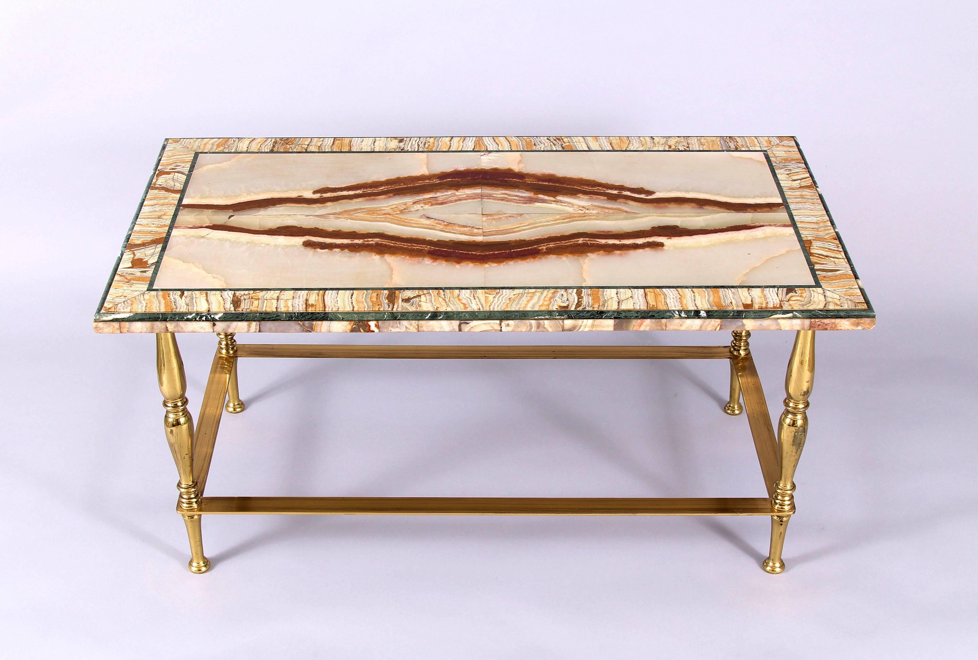 French Art Deco Onyx Marble Coffee Table For Sale