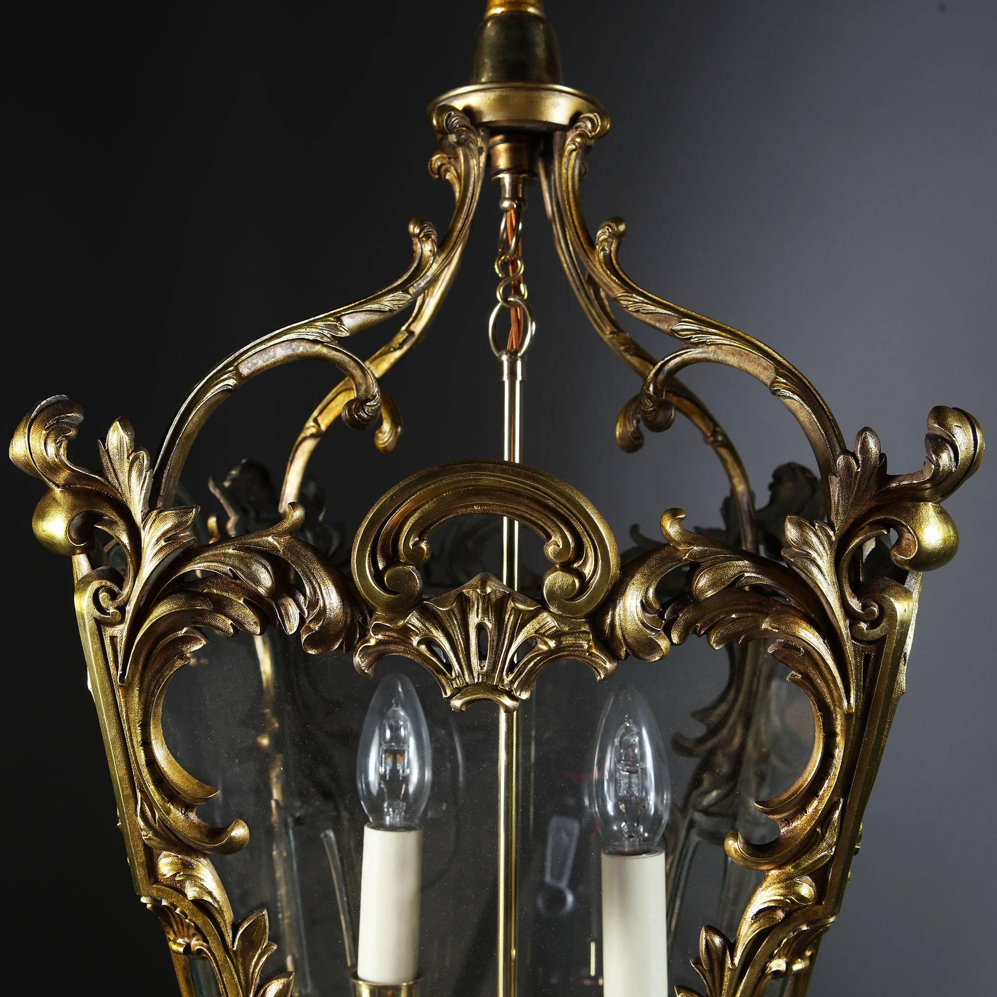 Rococo American 19th Century Bronze Lantern, Attributed to Hooper & Co. Boston For Sale