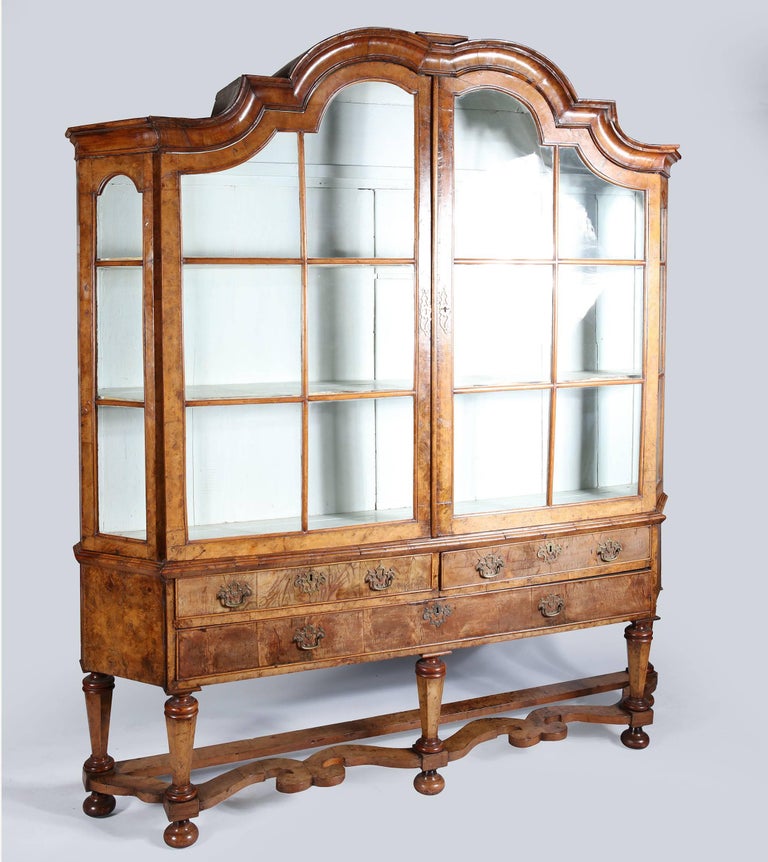 Shallow Dutch 18th Century Walnut Display Cabinet For Sale At 1stdibs