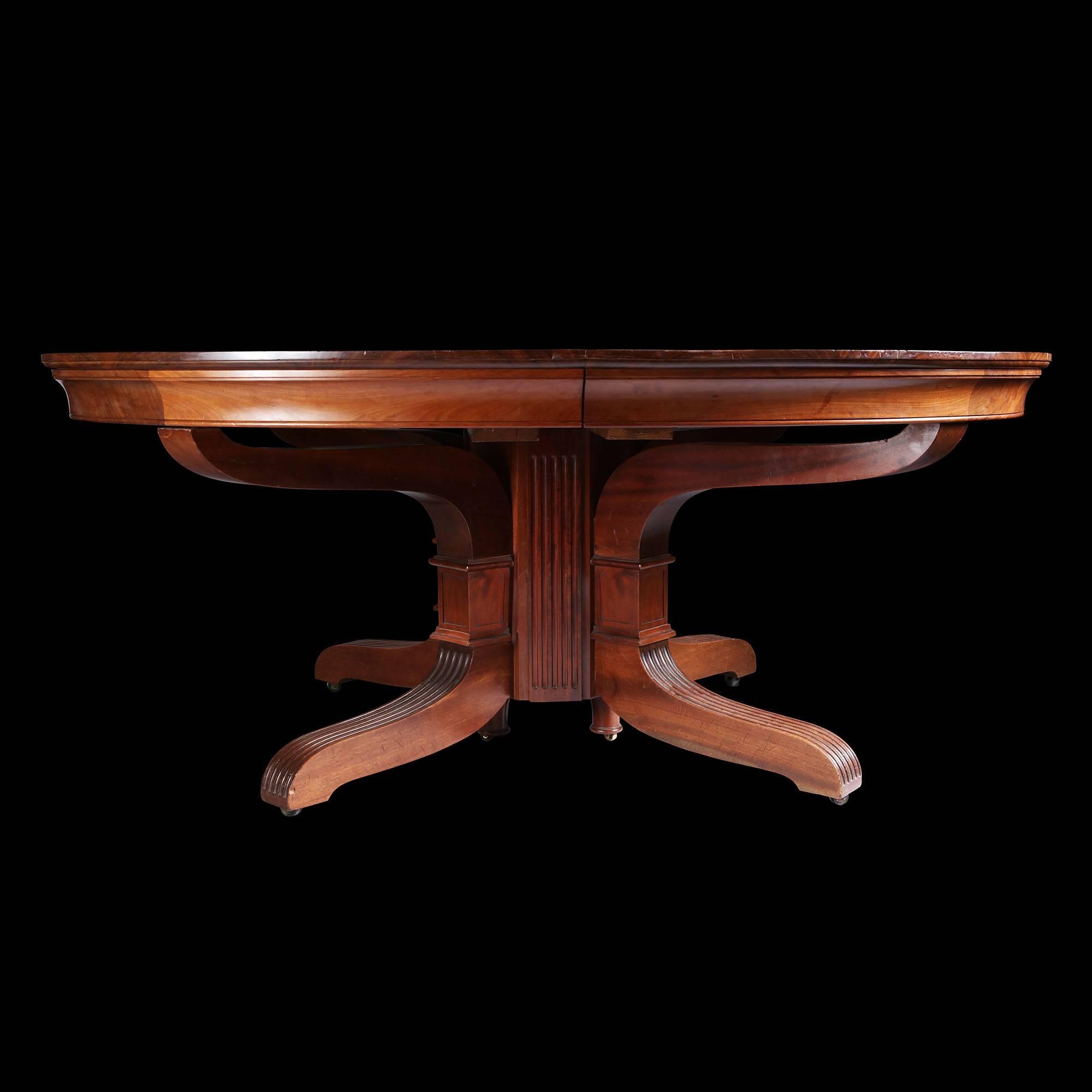 19th Century Charles X Solid Mahogany Extending French Dining Table For Sale
