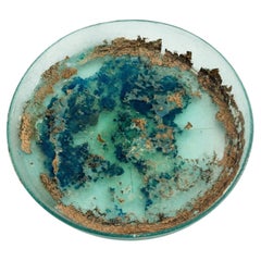 Ancient Roman Turquoise-Blue Glass Dish, circa 2nd–4th Century AD