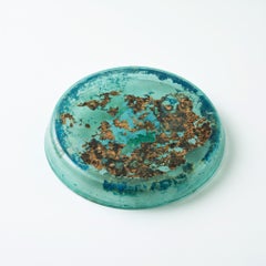 Ancient Roman Turquoise-Blue Glass Dish, circa 2nd–4th Century AD