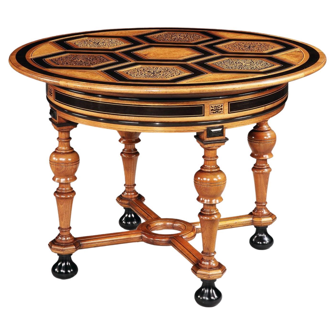 North European Late 19th Century Marquetry Centre Table For Sale