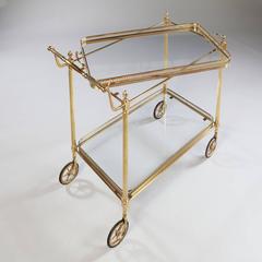 Mid-Century Modern Brass Drinks Trolley, Bar or Cocktail Cart by Maison Bagues