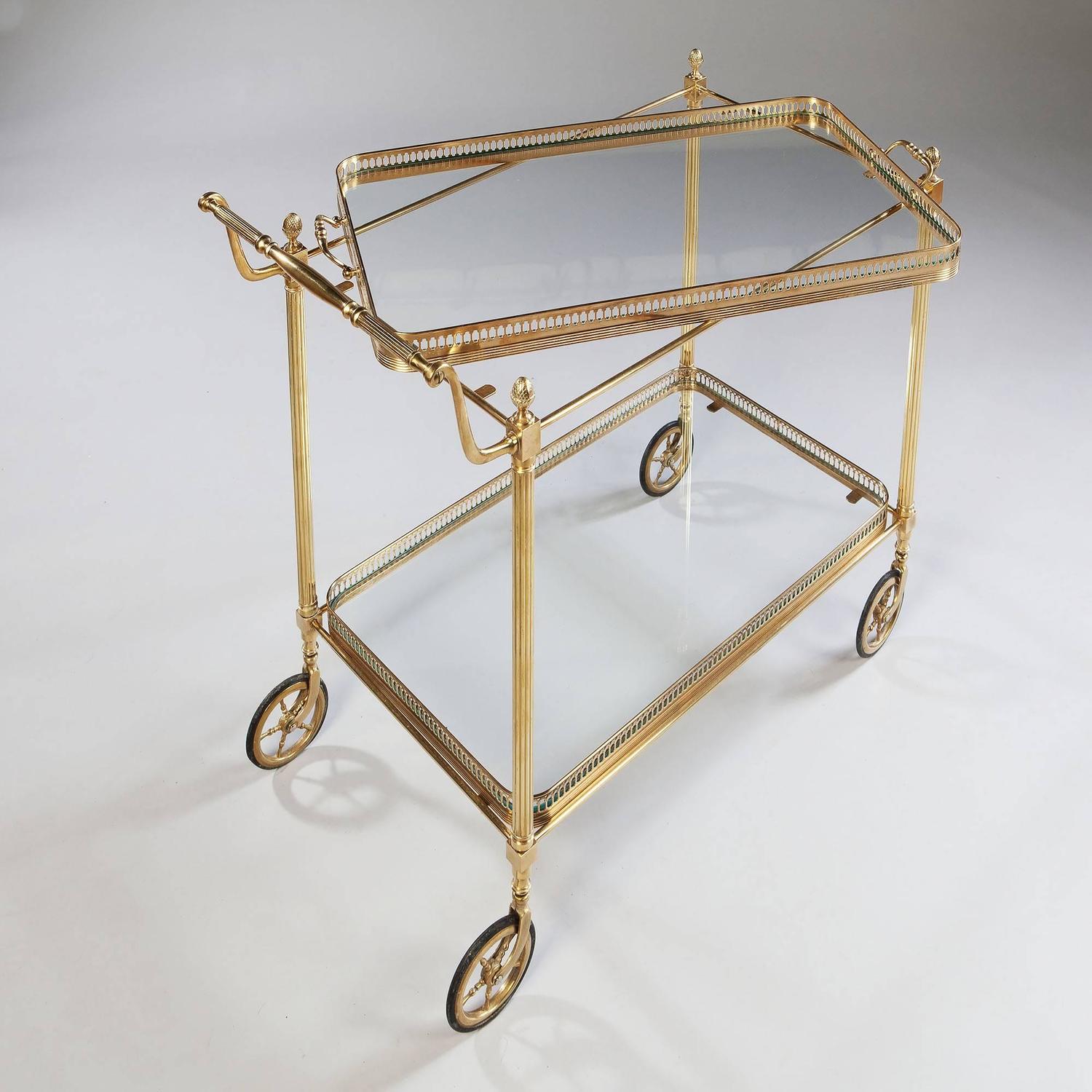 MidCentury Modern Brass Drinks Trolley, Bar or Cocktail Cart by Maison