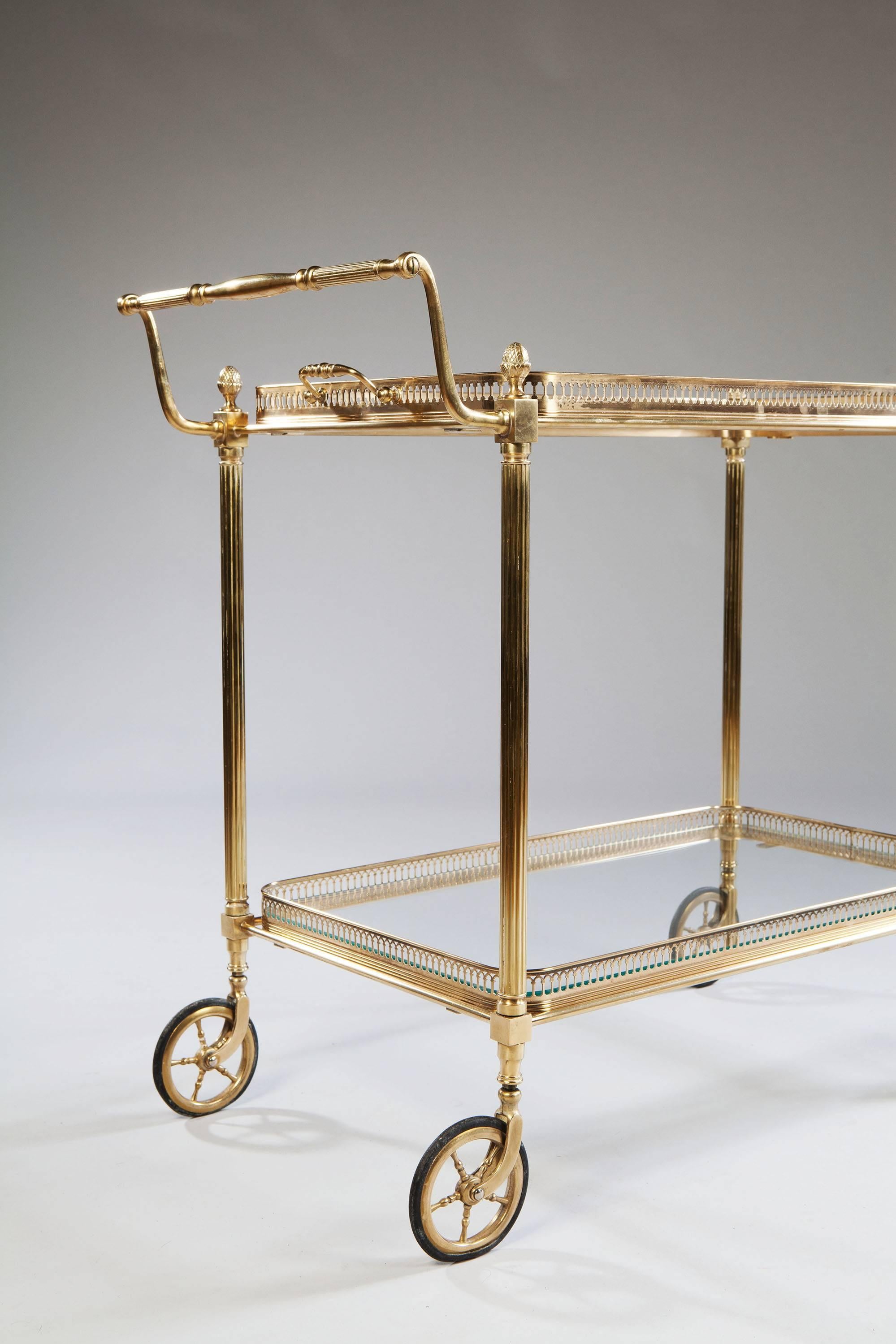 French Mid-Century Modern Brass Drinks Trolley, Bar or Cocktail Cart by Maison Bagues