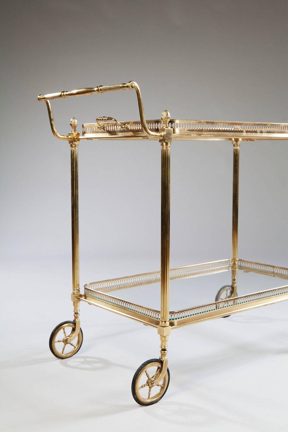 MidCentury Modern Brass Drinks Trolley, Bar or Cocktail Cart by Maison