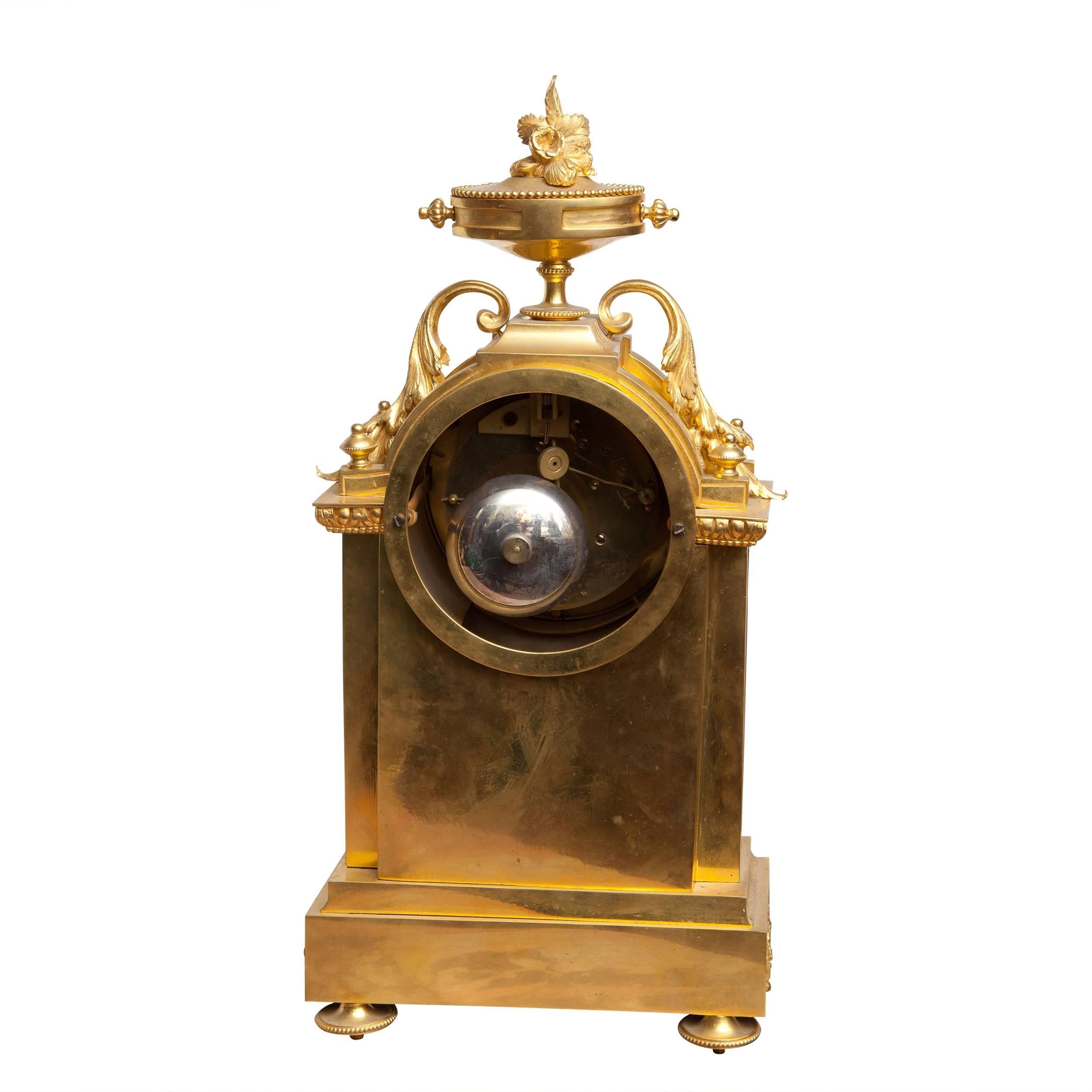 Napoleon III Fine Porcelain Mounted Ormolu Mantel Clock For Sale