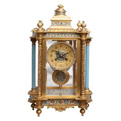 Fine Champleve Enamel Mantel Clock