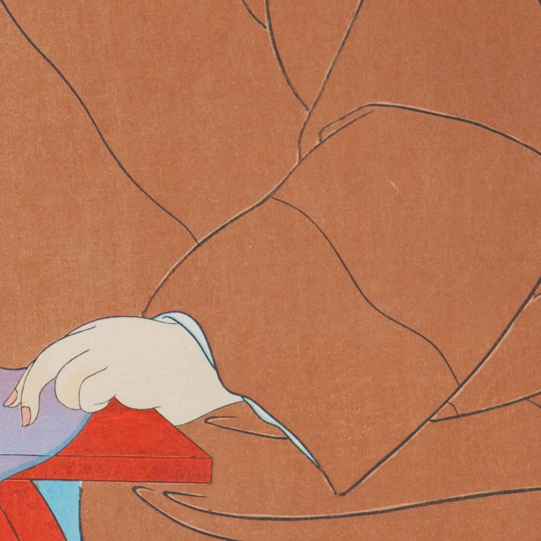 JAPANESE Wood Block Print by Paul Jacoulet, La Pipe a eau, 1952 In Excellent Condition In London, by appointment only