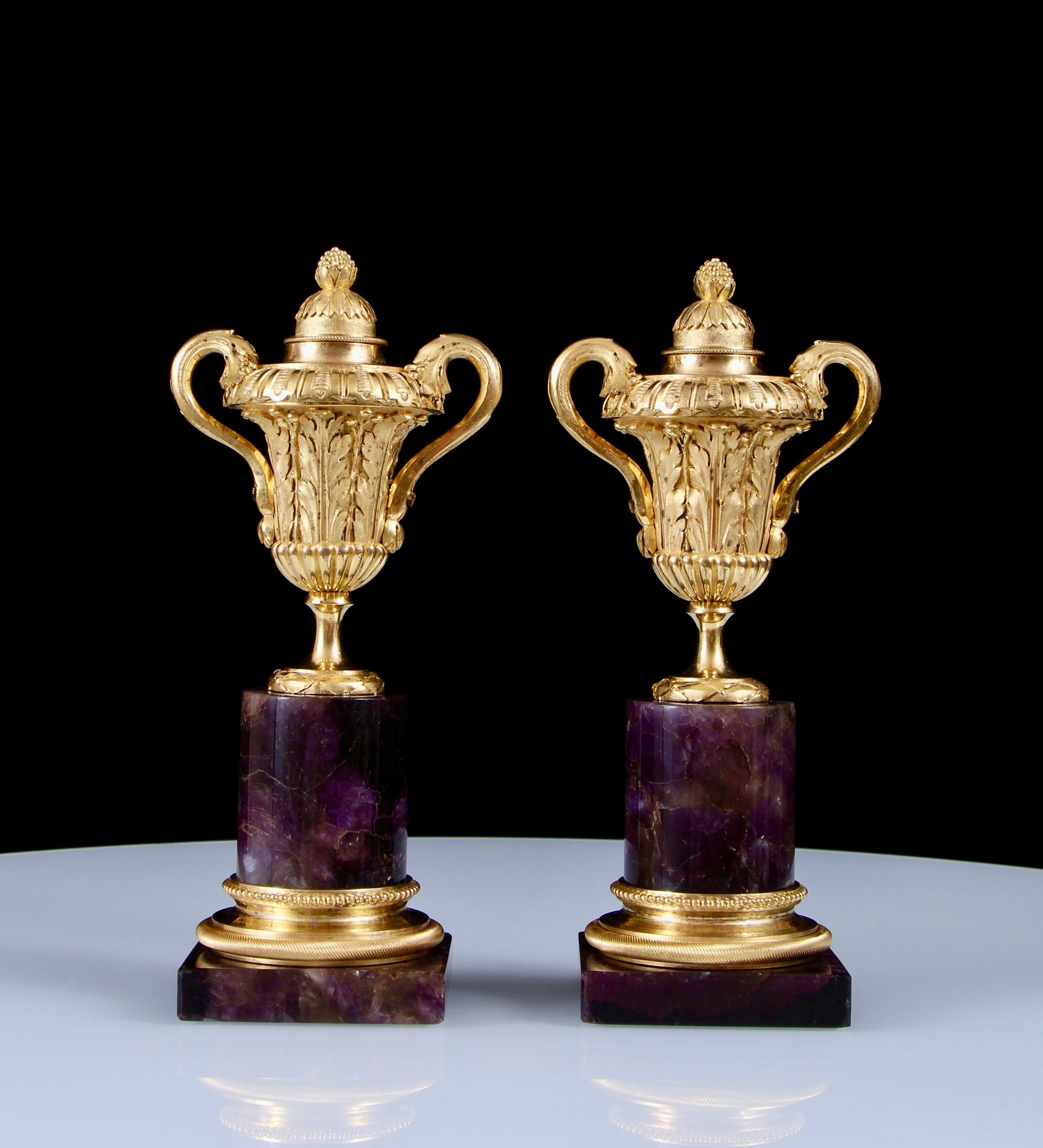 Coppia di cassette Luigi XVI in bronzo dorato e blu I. Johns in vendita 4