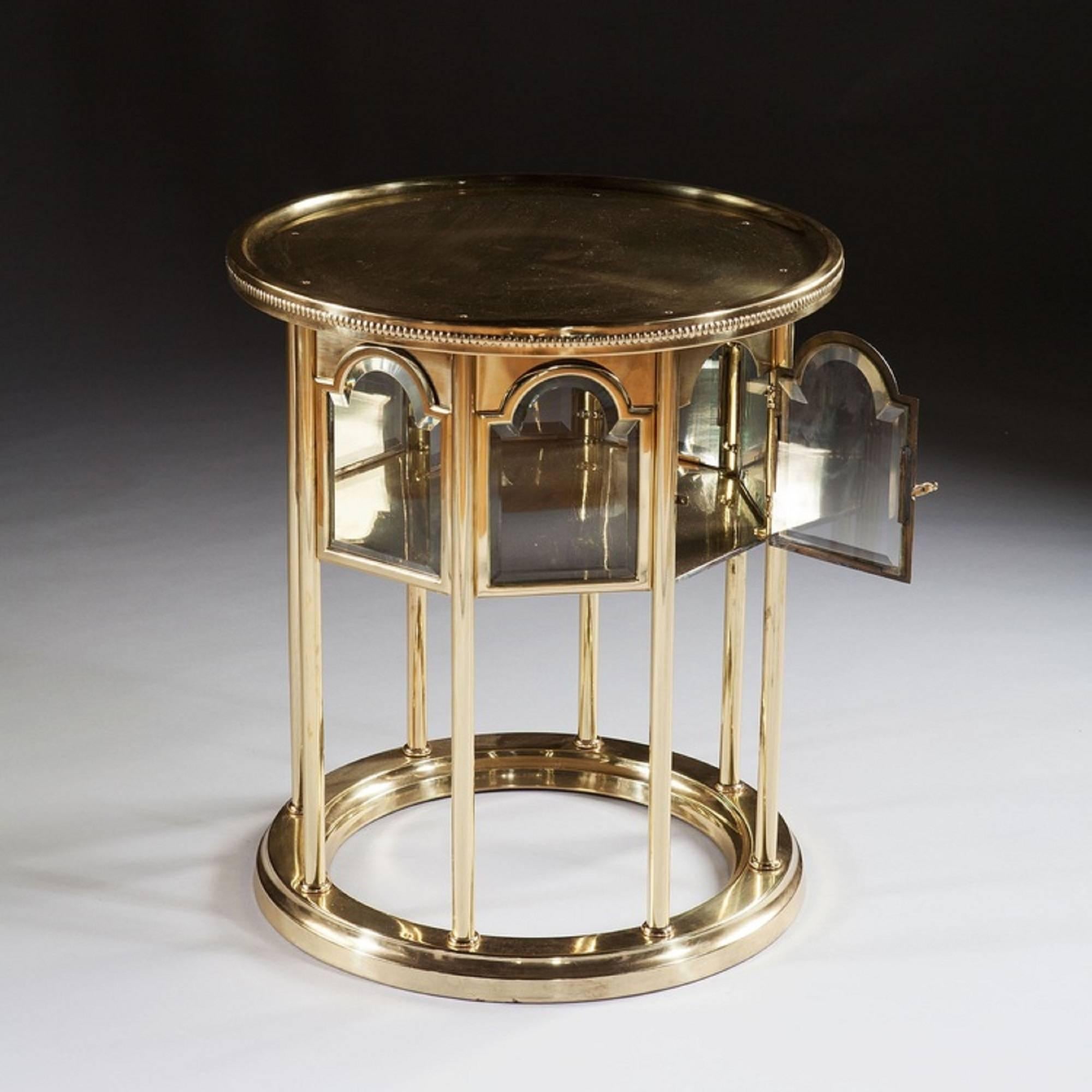 Nicholas Wells Antiques is delighted to offer this stunning Mid Century Modern polished brass circular occasional table or Side table. The design relates strongly to the mid century work in Vienna where Moorish designs flourished for a short