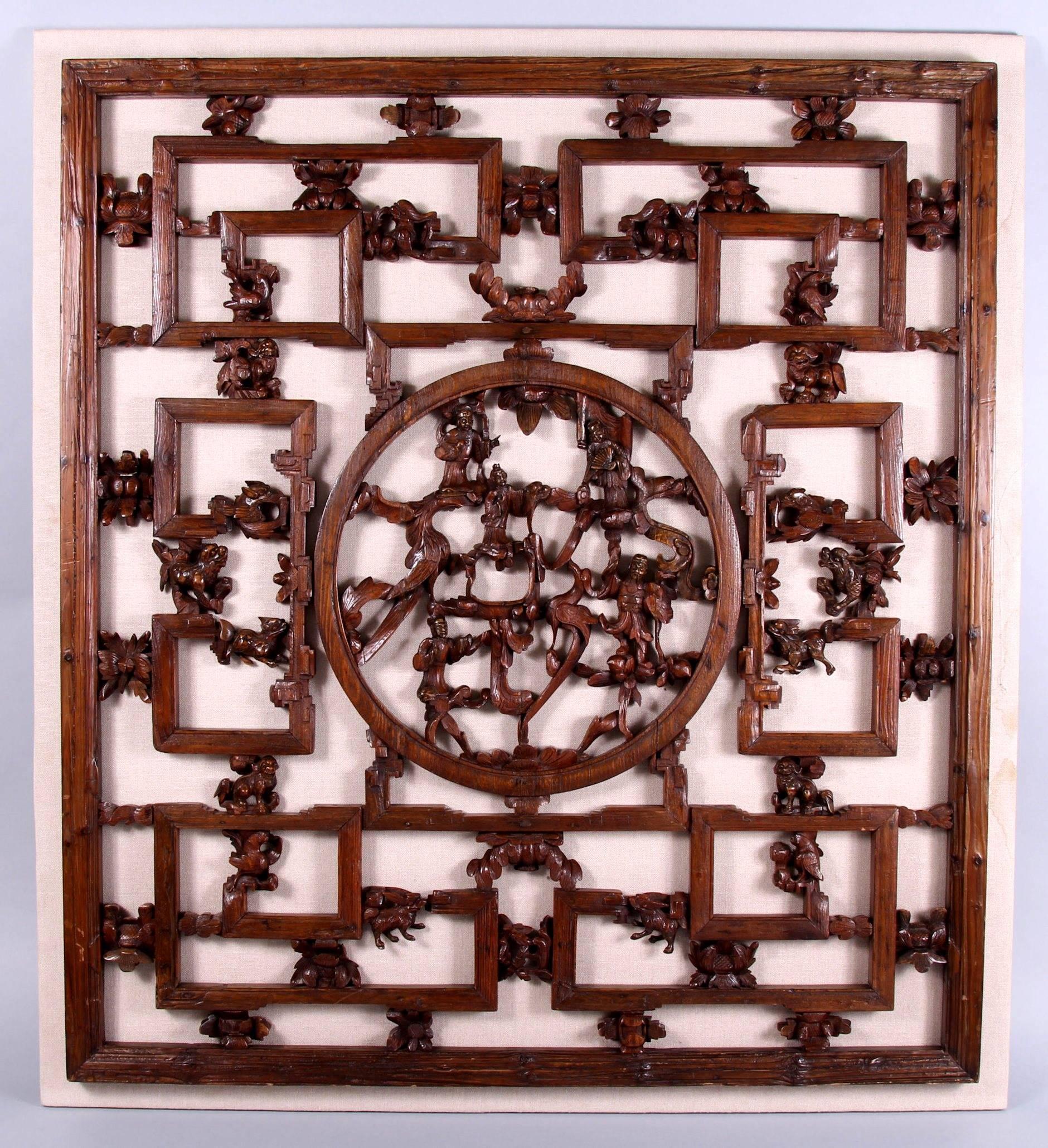 Magnificent and grand 18th century Chinese lattice panel, Qianlong period. The impressive size, carving, attention to detail and quality of this piece are absolutely superb. When you look in close inspection, you will see the most beautiful figural