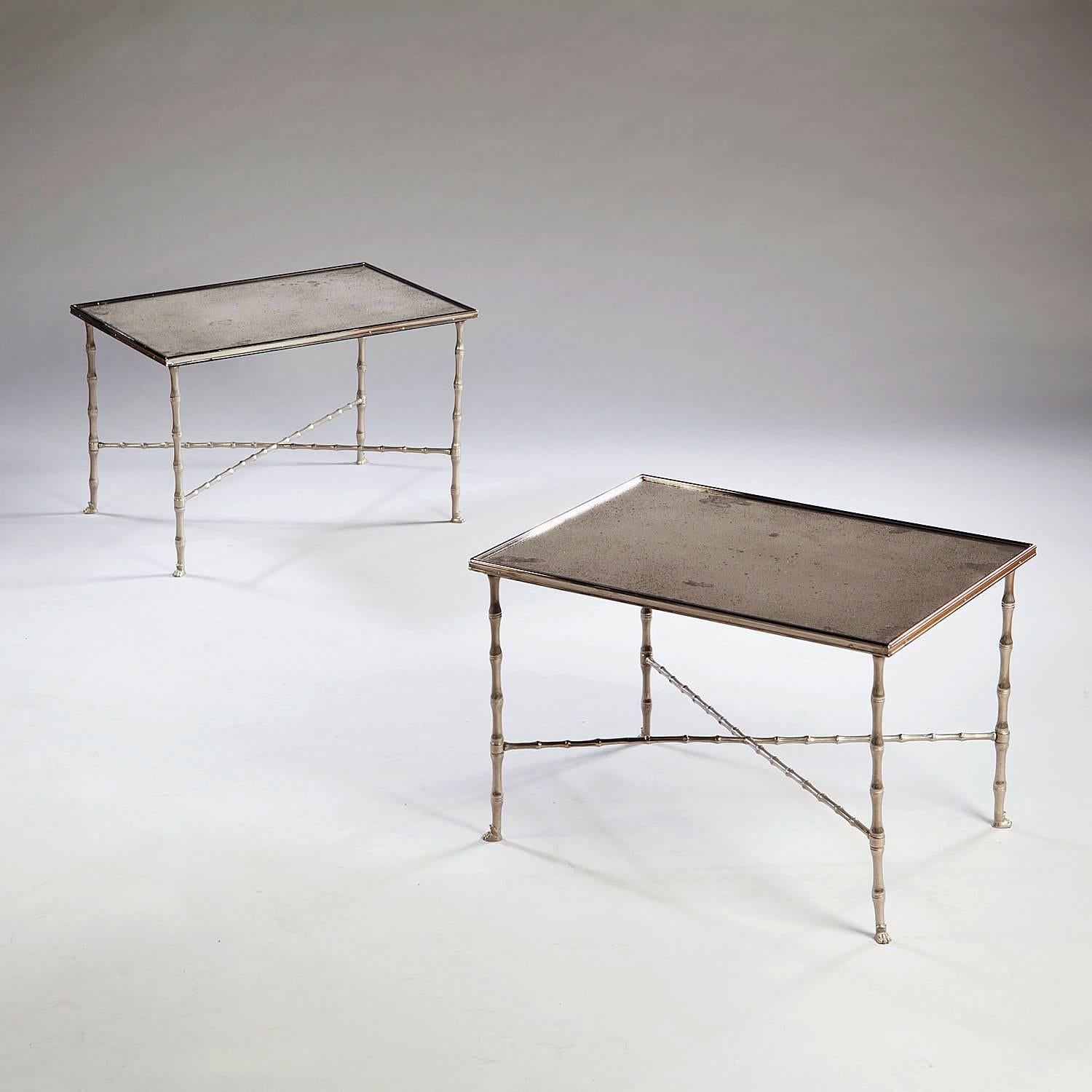 Mid-Century Modern Pair of Aluminium End Tables Attributed to Jansen