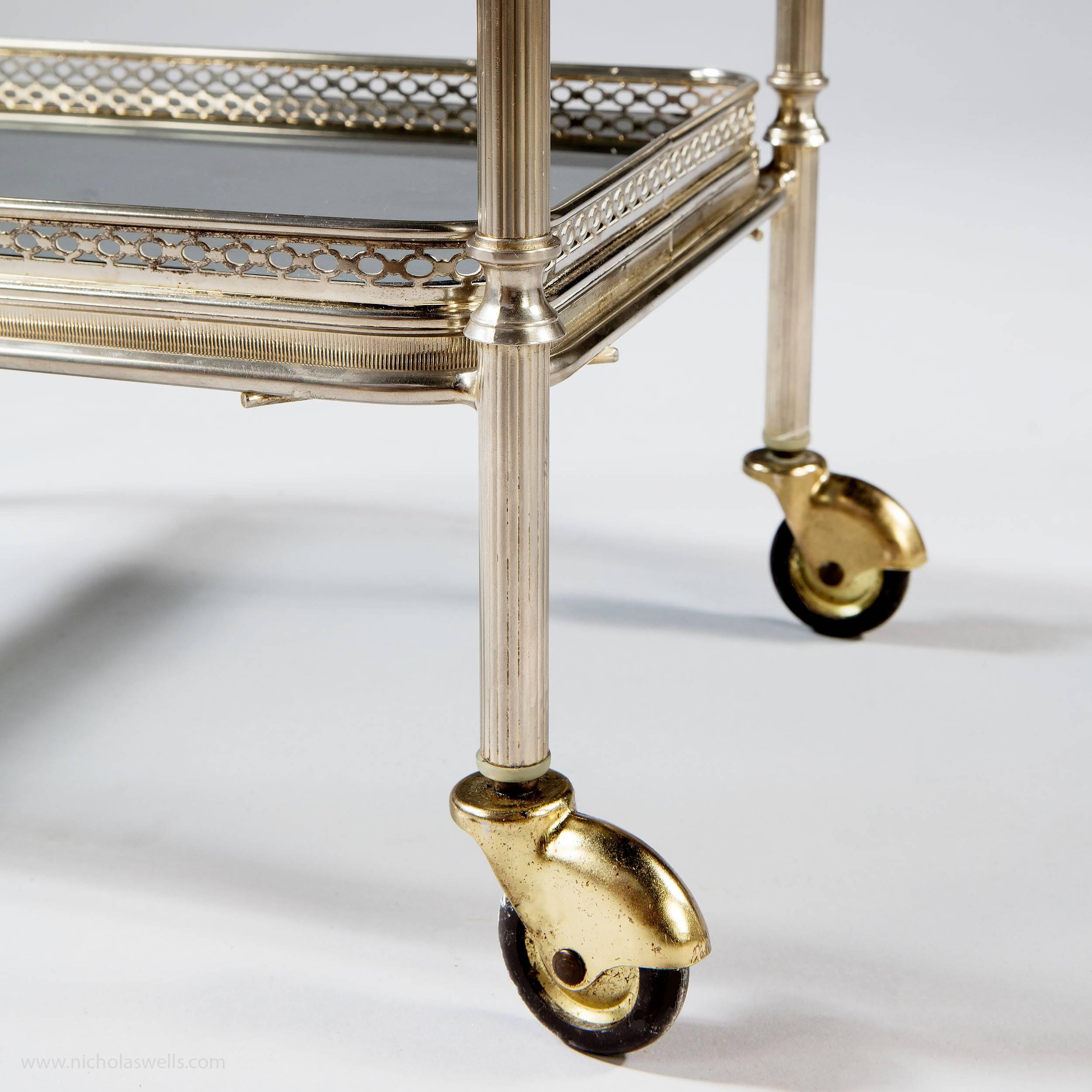 Pair of Nickel-Plated Mid-Century Modern Two-Tier Tables 1