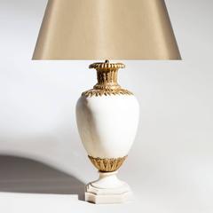 White Statuary Marble Baluster Lamp with Gold Mounts