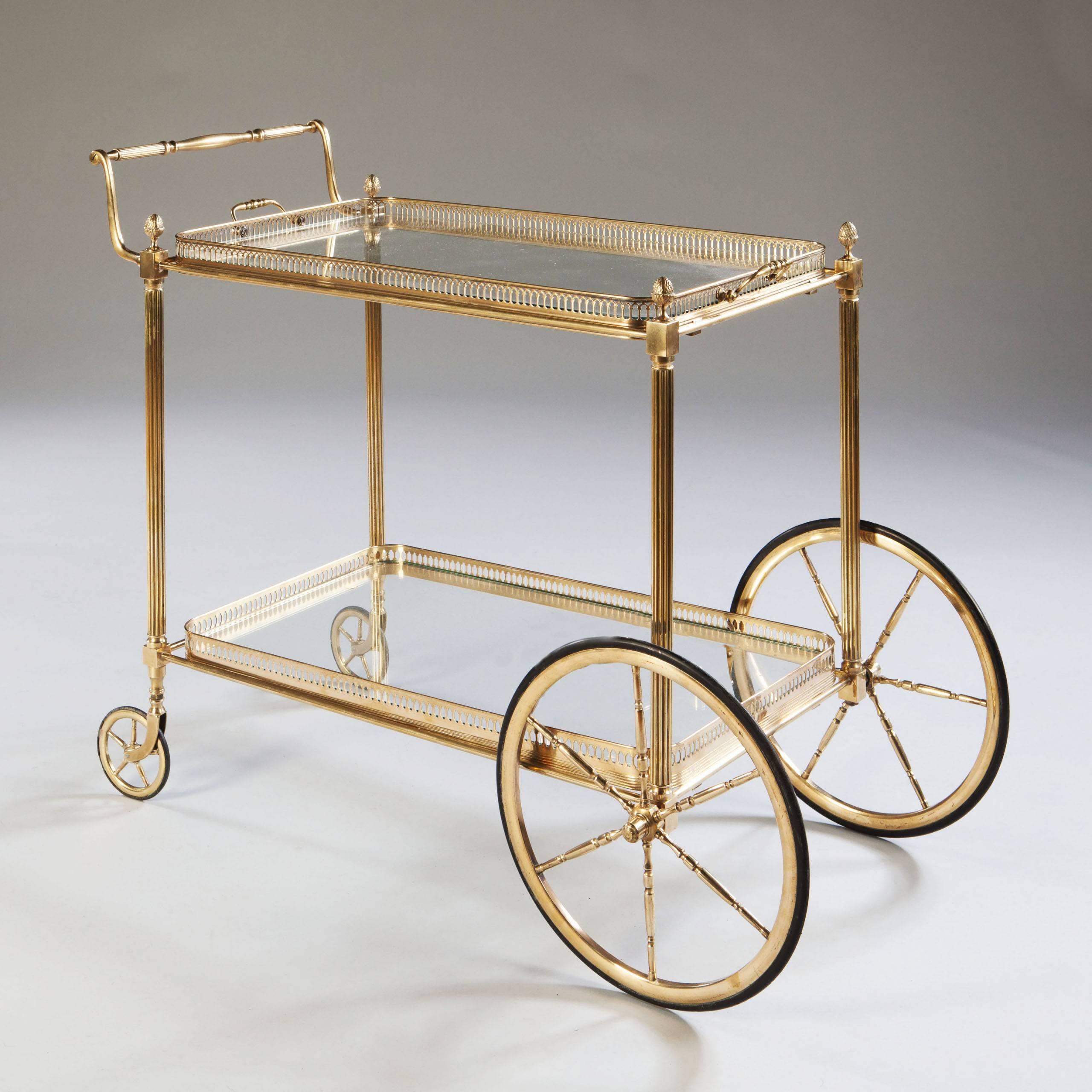 brass glass bar cart
