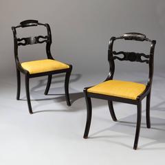 Set of Four Anglo-Indian Ebonized Dining Chairs