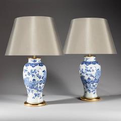 Pair of Chinese Blue and White Vases as Lamps