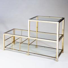 Brass and Chrome Etagere in the Manner of Romeo Rega