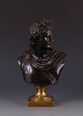 Superb 19th Century Bronze and Gilt Bronze Bust of the God Apollo, Grand Tour