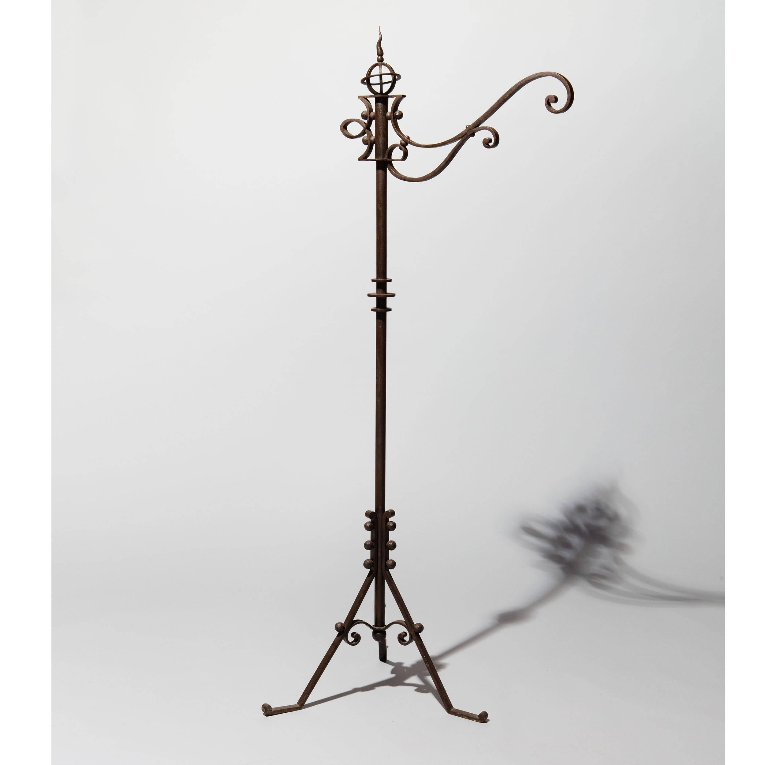 20th Century Wrought Iron Standard Lamp Attributed to Raymond Subes