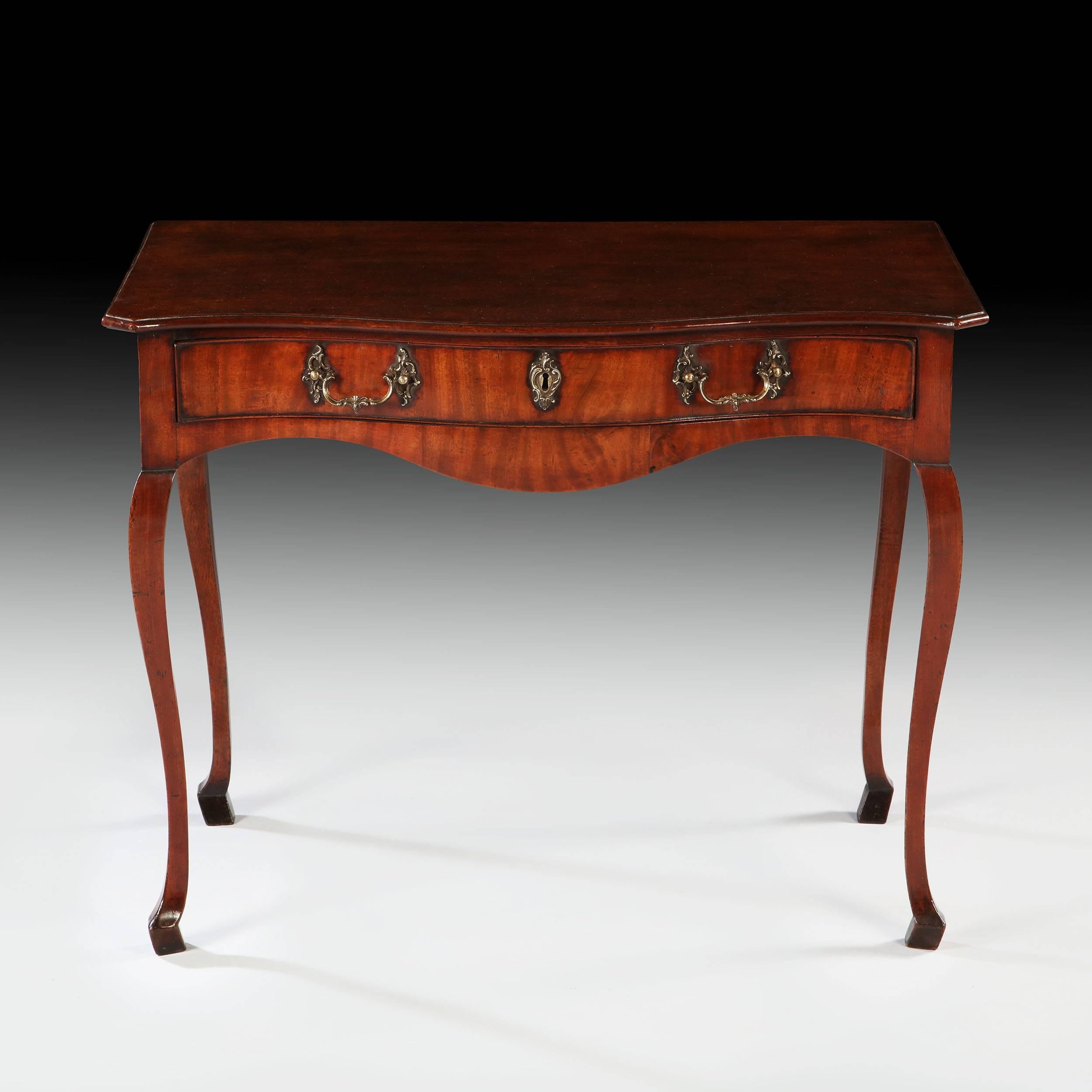 English 18th Century Serpentine George III Chippendale Mahogany Side Table
