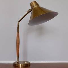 Swedish Table Lamp in Teak and Brass by Boréns, 1950s