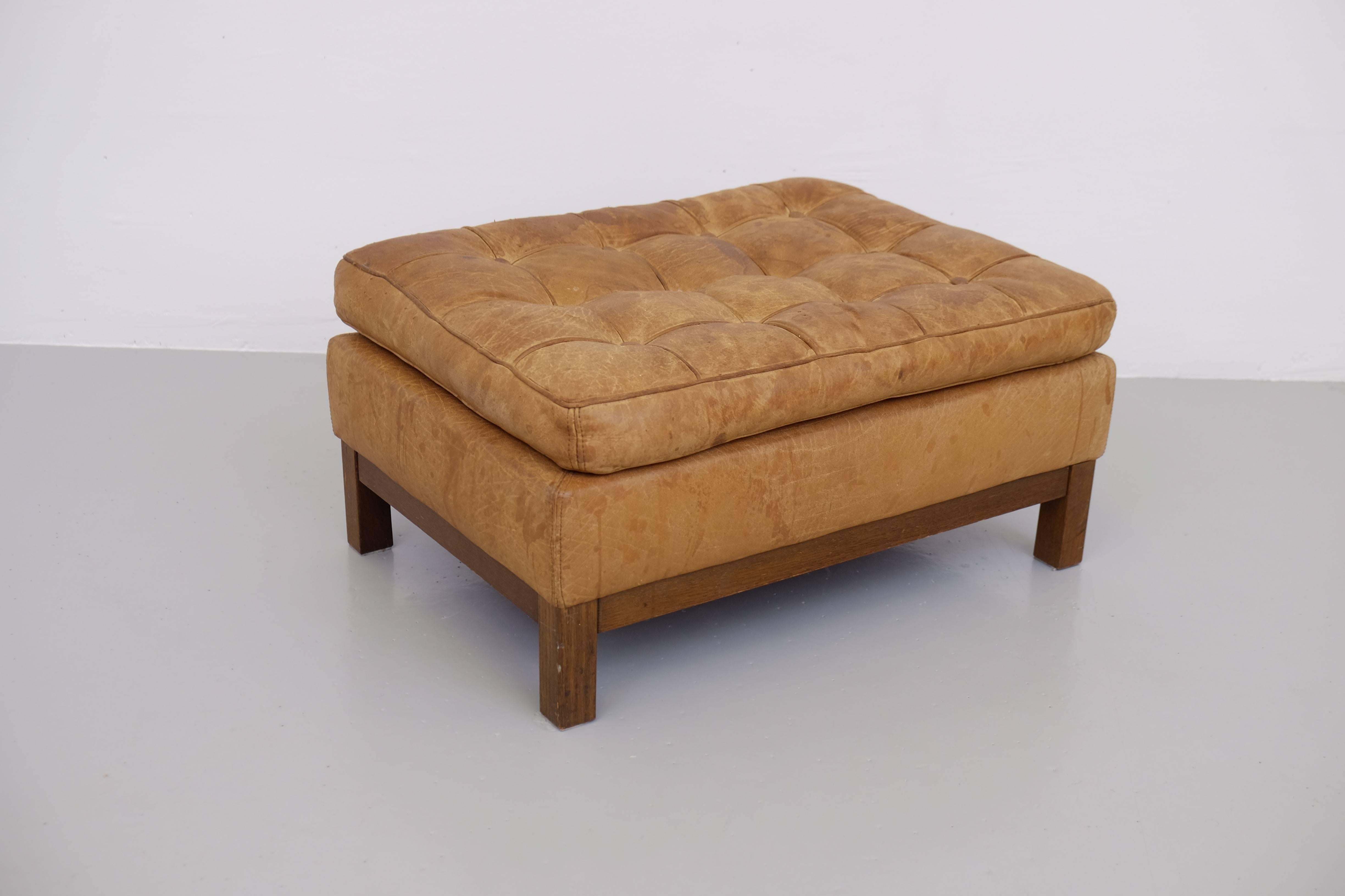 Leather Ottoman by Arne Norell, 1960s In Good Condition In Stockholm, SE