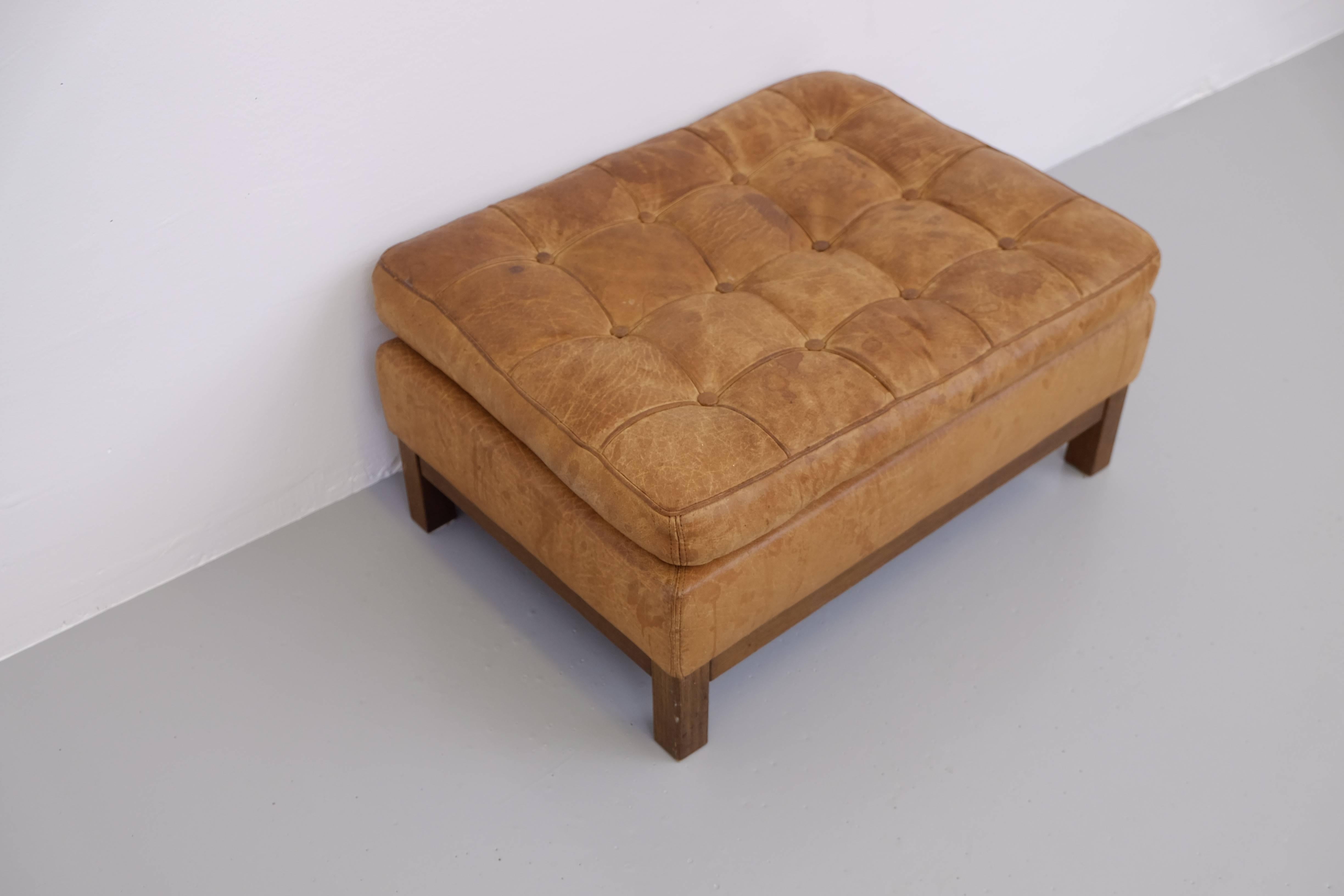 Mid-20th Century Leather Ottoman by Arne Norell, 1960s