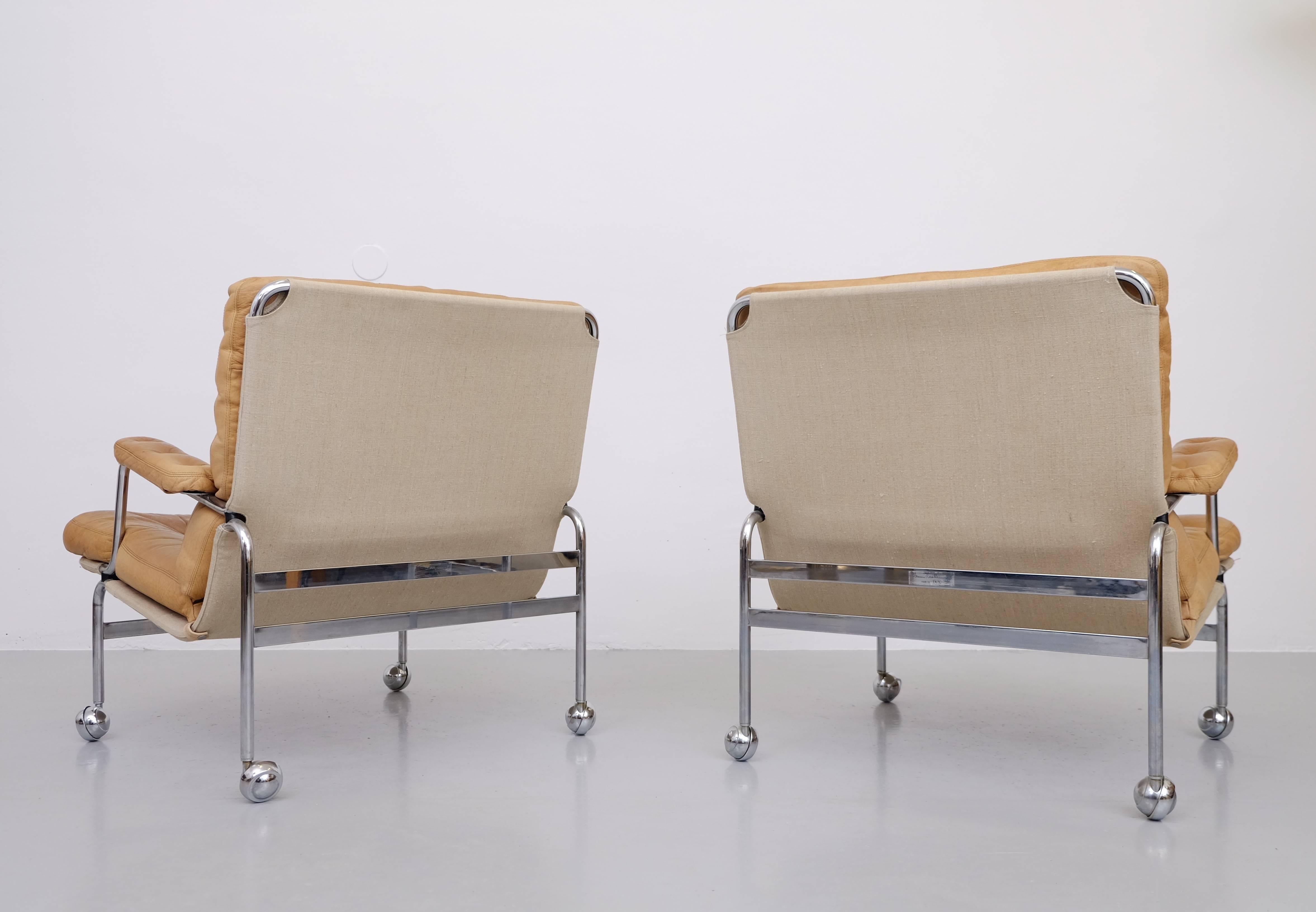 Scandinavian Modern Pair of Easy Chairs Model Karin by Bruno Mathsson