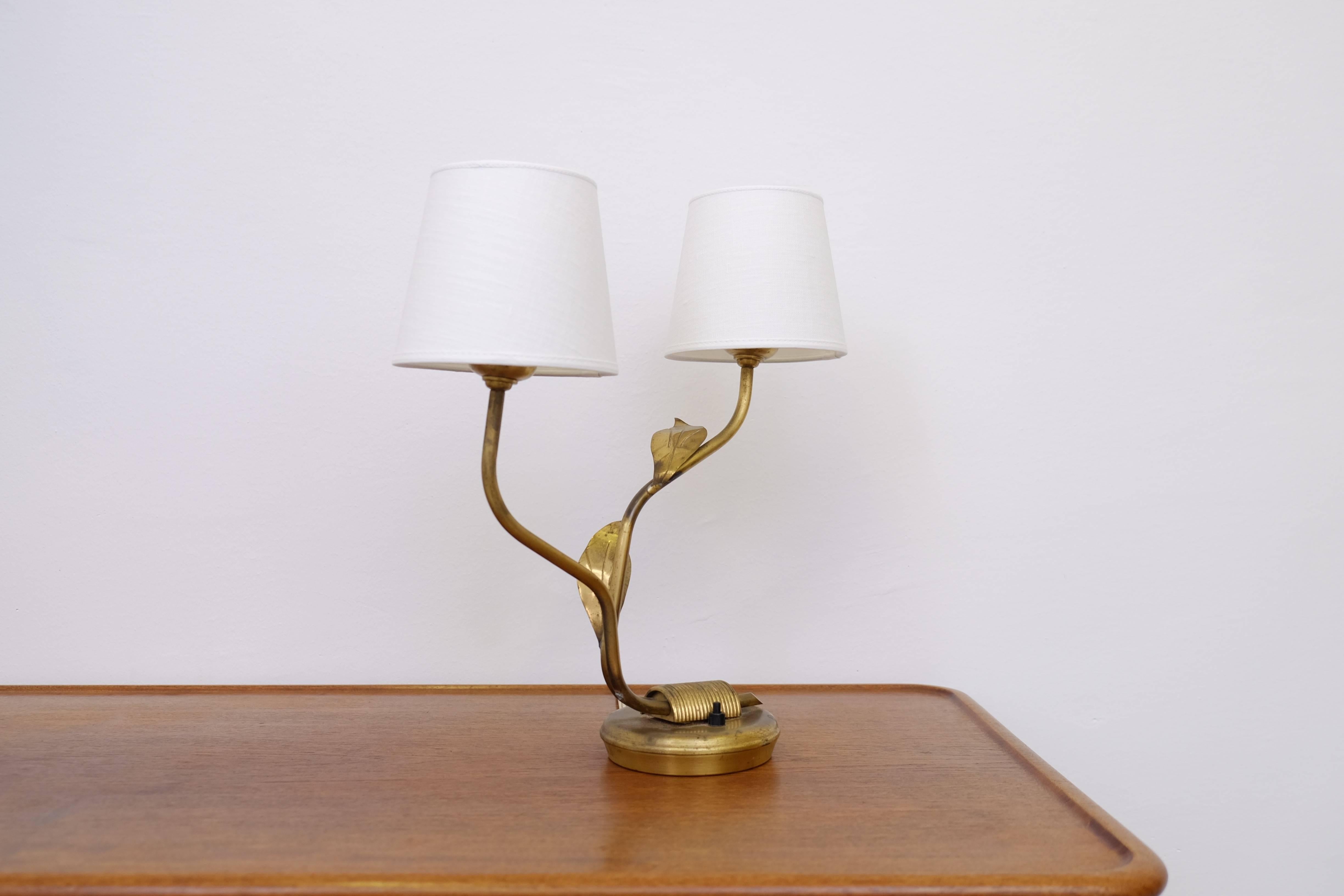Rare Swedish Brass Table Lamp by Edvard Hagman, 1950s In Excellent Condition In Stockholm, SE
