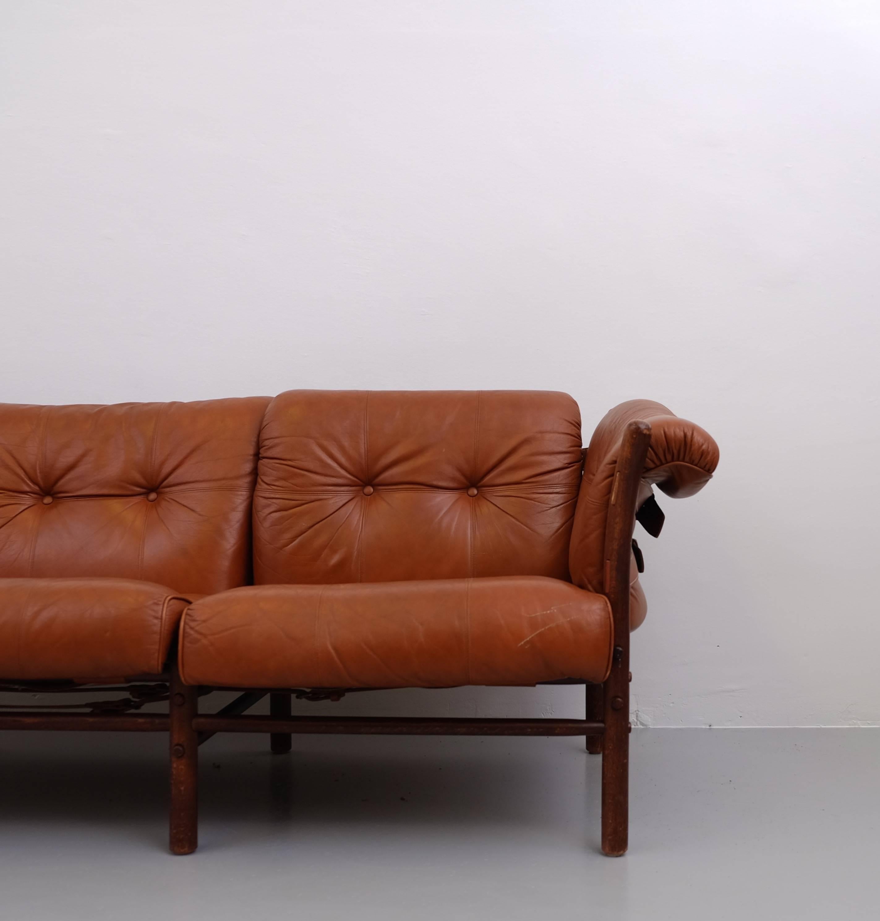 Arne Norell Leather Sofa, Model Ilona, 1960s 4