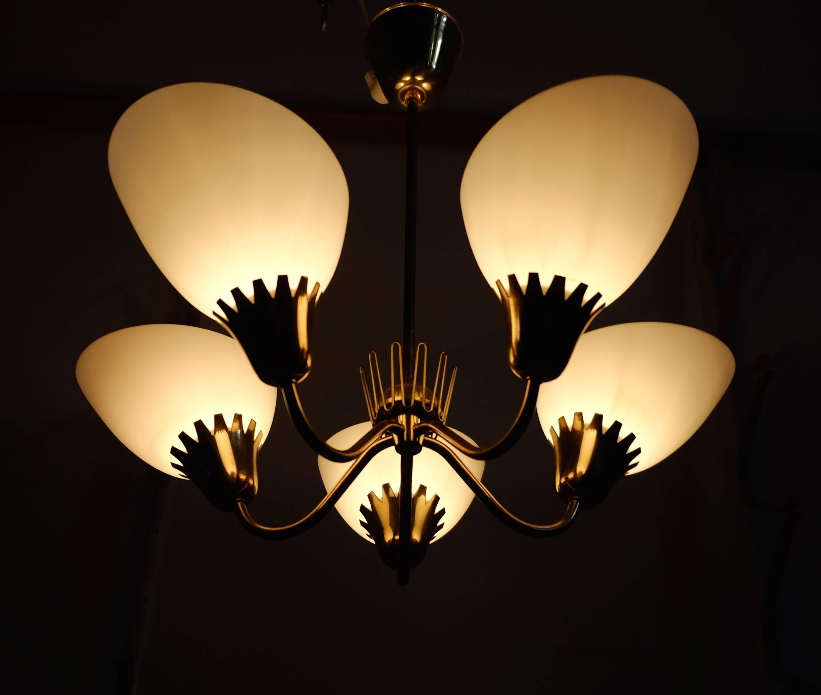 Swedish Brass Ceiling Lamp, 1950s In Excellent Condition In Stockholm, SE