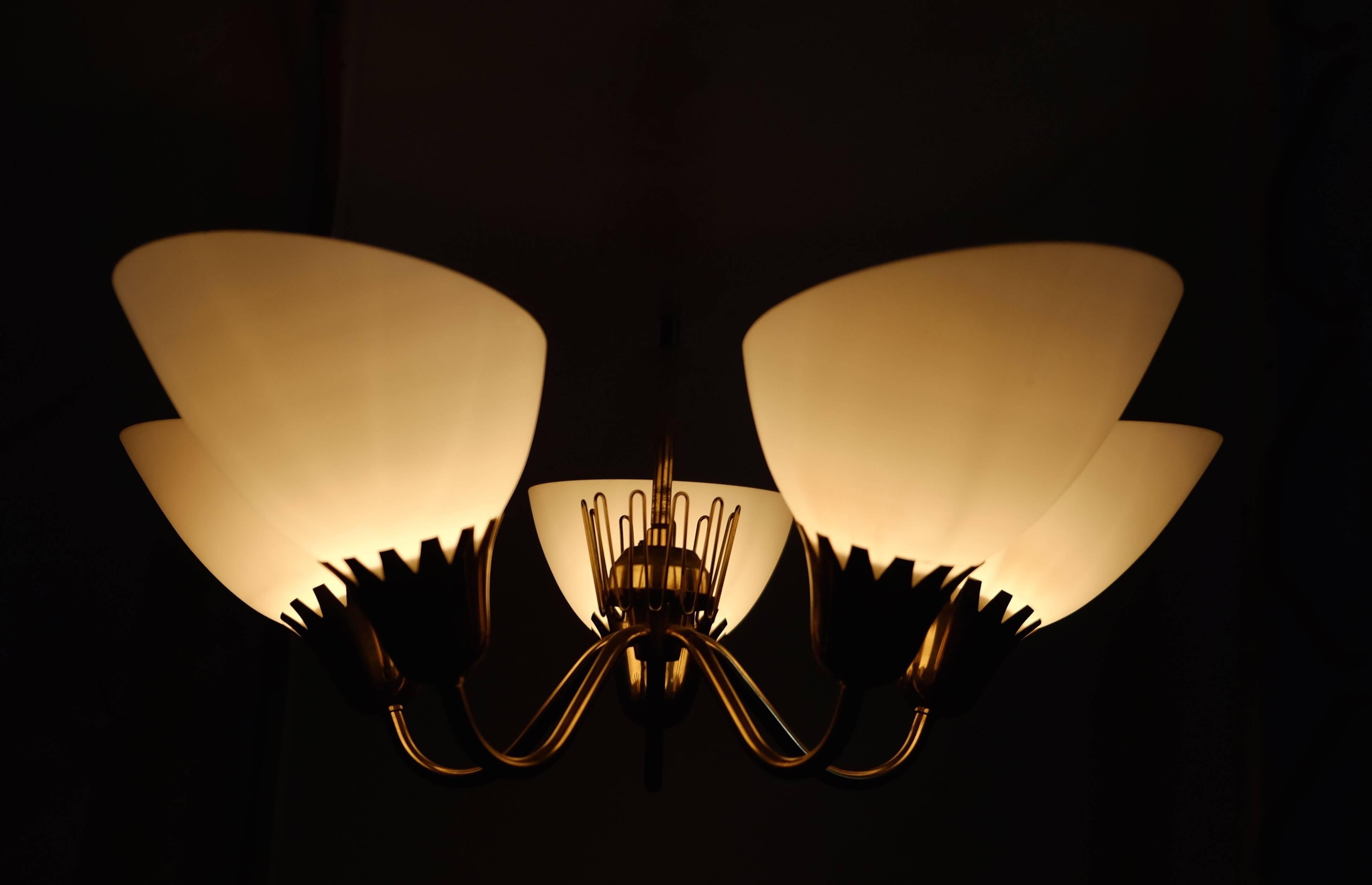Swedish Brass Ceiling Lamp, 1950s 1
