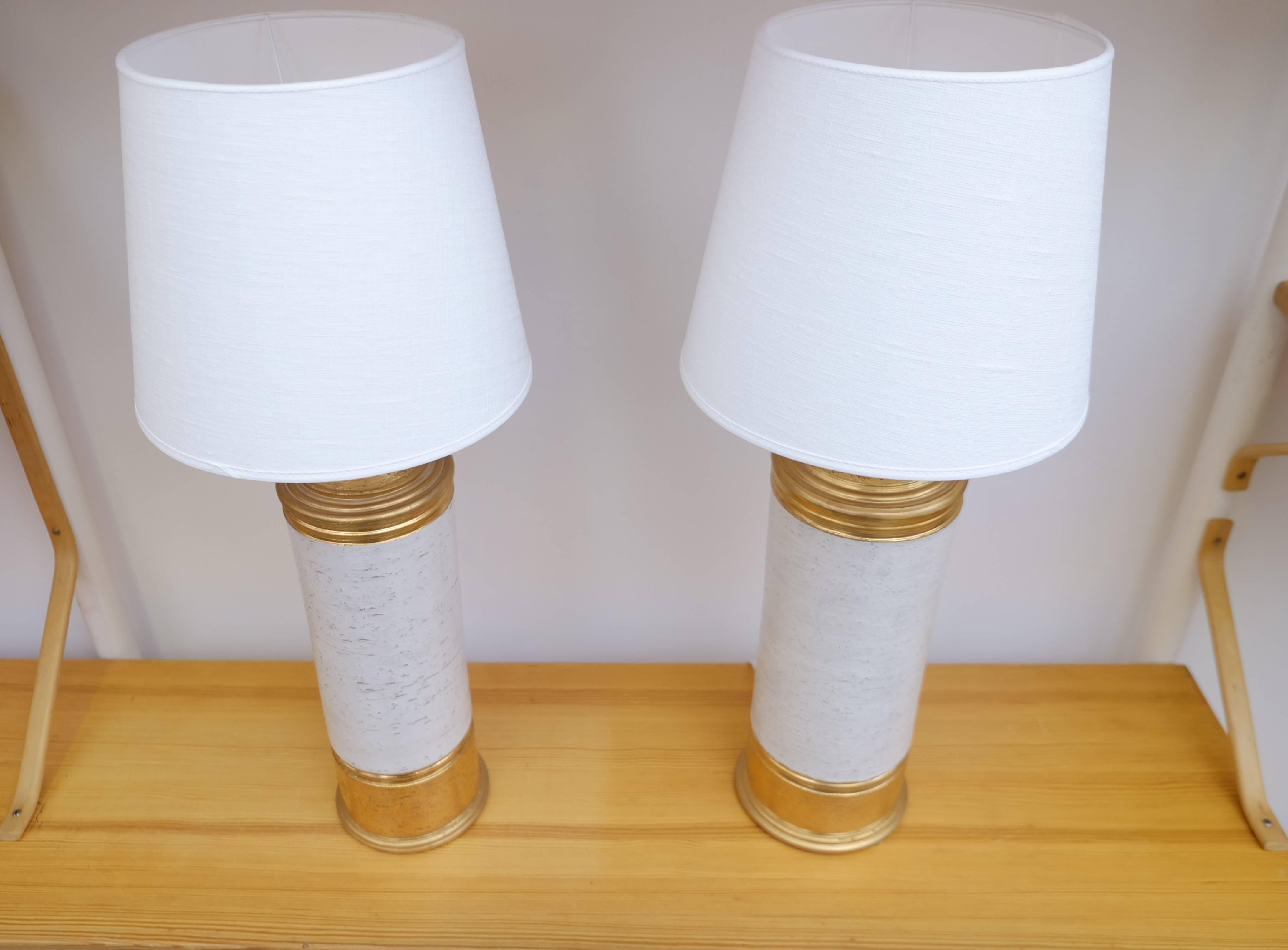 Bitossi Gold and Off-White Glazed Table Lamps, 1960s In Excellent Condition For Sale In Stockholm, SE